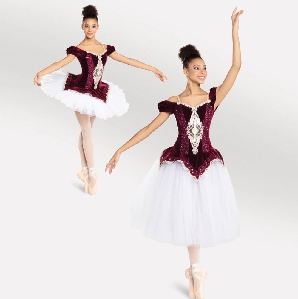 Burgundy Dance Ballet Pointe Figure Skating Dress